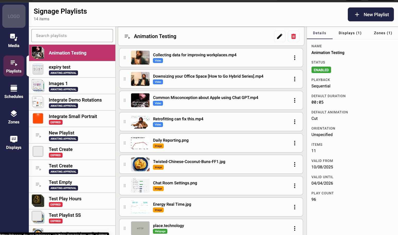 PlaceOS Digital Signage — Playlist management with approval workflows