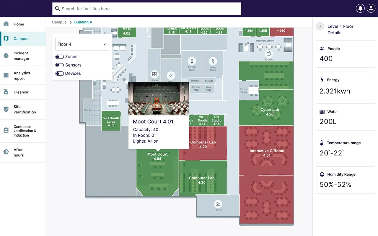 facilities map interface