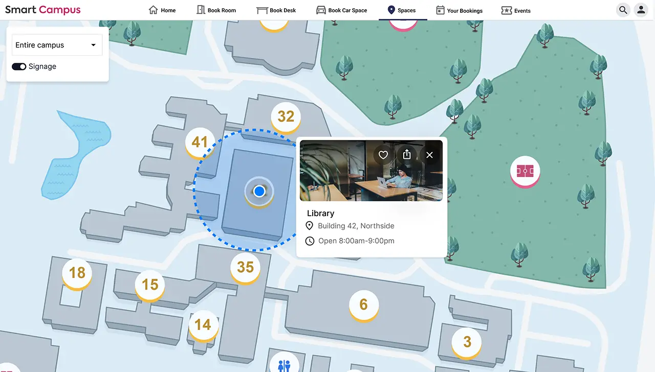 smart campus interface of entire campus map