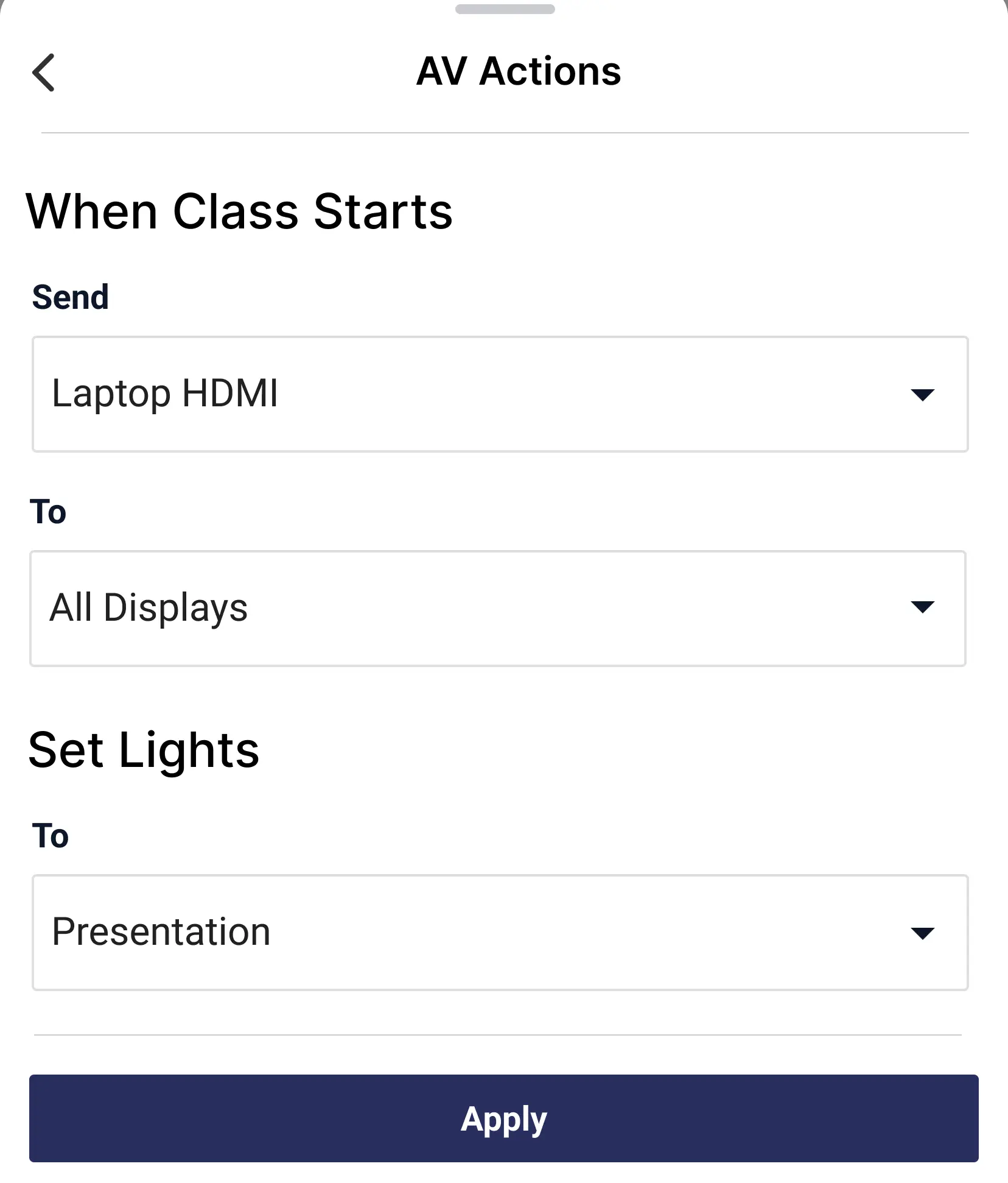 av interface actions