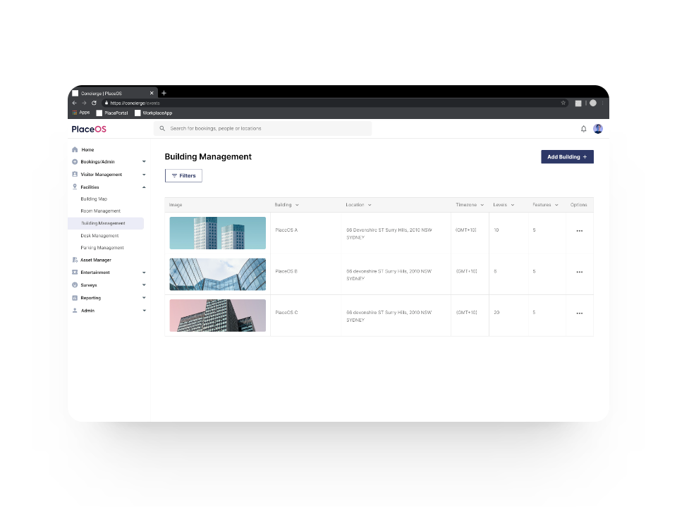 PlaceOS Building management interface