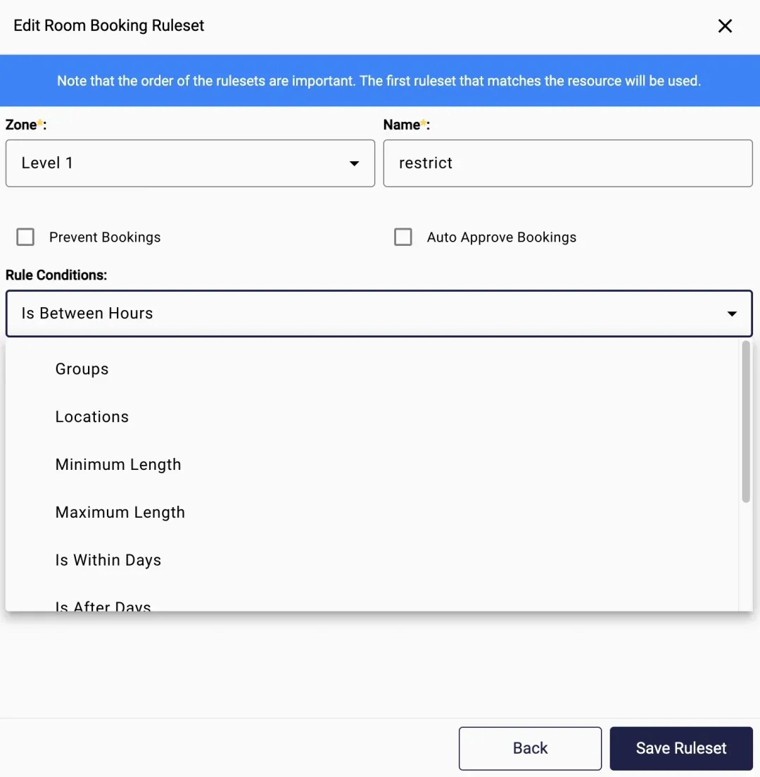 Meeting Room Booking Configuration Interface